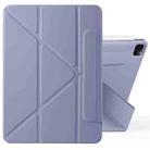 For iPad Pro 12.9 2022 / 2021 / 2020 Fixed Buckle Magnetic Deformation Leather Tablet Case(Lavender Purple) - 1