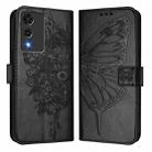 For Cubot A10 Embossed Butterfly Leather Phone Case(Black) - 2