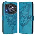 For Cubot A30 Embossed Butterfly Leather Phone Case(Blue) - 2