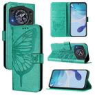 For Cubot A30 Embossed Butterfly Leather Phone Case(Green) - 1