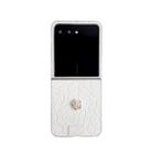 For Motorola Razr 50 / 50 Ultra 3D Camellia Plaid Fabric DIY PC Phone Case(White) - 1