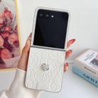 For Motorola Razr 50 / 50 Ultra 3D Camellia Plaid Fabric DIY PC Phone Case(White) - 2