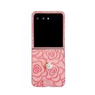 For Motorola Razr 50 / 50 Ultra 3D Camellia Plaid Fabric DIY PC Phone Case(Pink) - 1