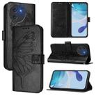 For Doogee Note 59 / Note 59 Pro Embossed Butterfly Leather Phone Case(Black) - 1