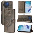 For Doogee Note 59 / Note 59 Pro Embossed Butterfly Leather Phone Case(Grey) - 1