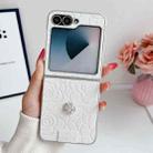 For Samsung Galaxy Z Flip6 5G 3D Camellia Plaid Fabric DIY PC Phone Case(White) - 2