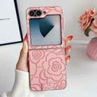 For Samsung Galaxy Z Flip6 5G Camellia Plaid Fabric DIY PC Phone Case(Pink) - 2