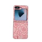 For Samsung Galaxy Z Flip5 5G Camellia Plaid Fabric DIY PC Phone Case(Pink) - 1