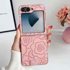 For Samsung Galaxy Z Flip5 5G Camellia Plaid Fabric DIY PC Phone Case(Pink) - 2