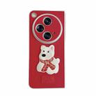 For OPPO Find N3 Skin Fee Litchi Pattern Scarf Embroidered Dog Phone Case(Red) - 1