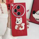 For OPPO Find N3 Skin Fee Litchi Pattern Scarf Embroidered Dog Phone Case(Red) - 2