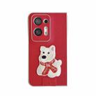 For OPPO Find N2 Skin Fee Litchi Pattern Scarf Embroidered Dog Phone Case(Red) - 1