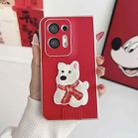 For OPPO Find N2 Skin Fee Litchi Pattern Scarf Embroidered Dog Phone Case(Red) - 2