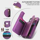 For iPhone 16 Pro Double Flap Zipper RFID Leather Phone Case with Short Lanyard(Dark Purple) - 3