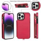 For iPhone 15 Pro Double Flap Zipper RFID Leather Phone Case with Short Lanyard(Red) - 2