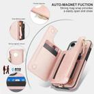 For iPhone 15 Double Flap Zipper RFID Leather Phone Case with Short Lanyard(Rose Gold) - 3