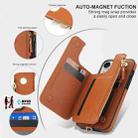 For iPhone 14 Double Flap Zipper RFID Leather Phone Case with Short Lanyard(Brown) - 3