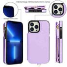 For iPhone 13 Pro Max Double Flap Zipper RFID Leather Phone Case with Short Lanyard(Light Purple) - 2