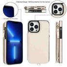 For iPhone 13 Pro Double Flap Zipper RFID Leather Phone Case with Short Lanyard(White) - 2