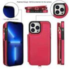 For iPhone 13 Pro Double Flap Zipper RFID Leather Phone Case with Short Lanyard(Red) - 2