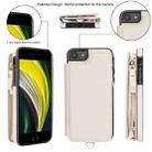 For iPhone SE 2022 / 2020 / 8 Double Flap Zipper RFID Leather Phone Case with Short Lanyard(White) - 2