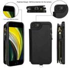 For iPhone SE 2022 / 2020 / 8 Double Flap Zipper RFID Leather Phone Case with Short Lanyard(Black) - 2