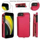 For iPhone SE 2022 / 2020 / 8 Double Flap Zipper RFID Leather Phone Case with Short Lanyard(Red) - 2