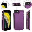 For iPhone SE 2022 / 2020 / 8 Double Flap Zipper RFID Leather Phone Case with Short Lanyard(Dark Purple) - 2