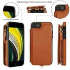 For iPhone SE 2022 / 2020 / 8 Double Flap Zipper RFID Leather Phone Case with Short Lanyard(Brown) - 2