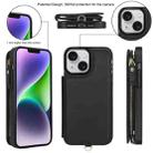 For iPhone 13 mini Double Flap Zipper RFID Leather Phone Case with Short Lanyard(Black) - 2