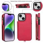 For iPhone 13 mini Double Flap Zipper RFID Leather Phone Case with Short Lanyard(Red) - 2