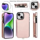 For iPhone 13 mini Double Flap Zipper RFID Leather Phone Case with Short Lanyard(Rose Gold) - 2