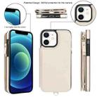 For iPhone 12 Double Flap Zipper RFID Leather Phone Case with Short Lanyard(White) - 2