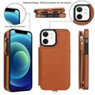 For iPhone 12 Double Flap Zipper RFID Leather Phone Case with Short Lanyard(Brown) - 2