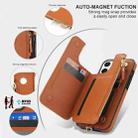 For iPhone 12 Double Flap Zipper RFID Leather Phone Case with Short Lanyard(Brown) - 3