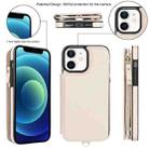 For iPhone 12 mini Double Flap Zipper RFID Leather Phone Case with Short Lanyard(White) - 2