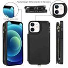 For iPhone 12 mini Double Flap Zipper RFID Leather Phone Case with Short Lanyard(Black) - 2