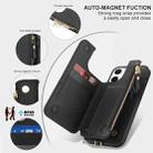For iPhone 12 mini Double Flap Zipper RFID Leather Phone Case with Short Lanyard(Black) - 3