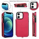 For iPhone 12 mini Double Flap Zipper RFID Leather Phone Case with Short Lanyard(Red) - 2
