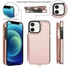 For iPhone 12 mini Double Flap Zipper RFID Leather Phone Case with Short Lanyard(Rose Gold) - 2