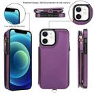 For iPhone 12 mini Double Flap Zipper RFID Leather Phone Case with Short Lanyard(Dark Purple) - 2