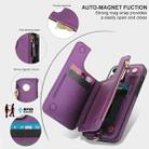 For iPhone 12 mini Double Flap Zipper RFID Leather Phone Case with Short Lanyard(Dark Purple) - 3