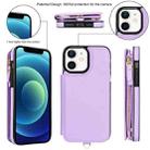 For iPhone 12 mini Double Flap Zipper RFID Leather Phone Case with Short Lanyard(Light Purple) - 2