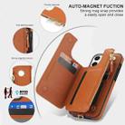 For iPhone 12 mini Double Flap Zipper RFID Leather Phone Case with Short Lanyard(Brown) - 3
