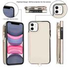 For iPhone 11 Pro Max Double Flap Zipper RFID Leather Phone Case with Short Lanyard(White) - 2