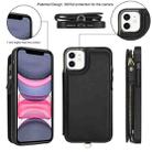 For iPhone 11 Pro Max Double Flap Zipper RFID Leather Phone Case with Short Lanyard(Black) - 2