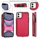 For iPhone 11 Pro Max Double Flap Zipper RFID Leather Phone Case with Short Lanyard(Red) - 2