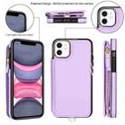 For iPhone 11 Pro Max Double Flap Zipper RFID Leather Phone Case with Short Lanyard(Light Purple) - 2