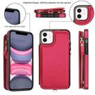 For iPhone 11 Double Flap Zipper RFID Leather Phone Case with Short Lanyard(Red) - 2