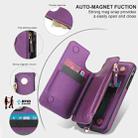 For iPhone 11 Double Flap Zipper RFID Leather Phone Case with Short Lanyard(Dark Purple) - 3